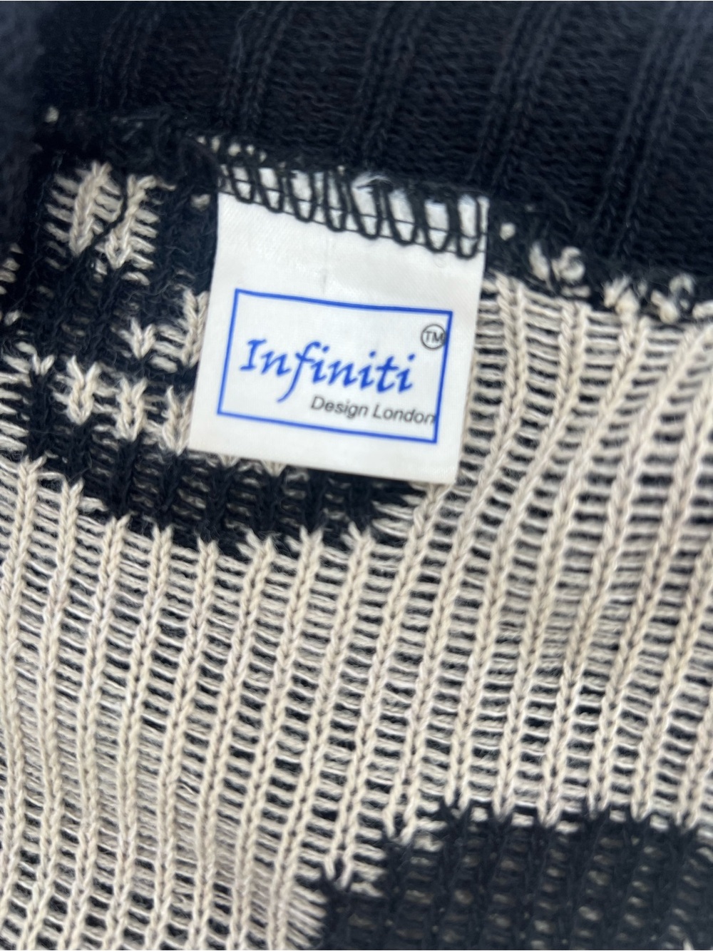 Infiniti Black Skull Pattern Open Front Cardigan Sweater M Medium - Picture 6 of 9